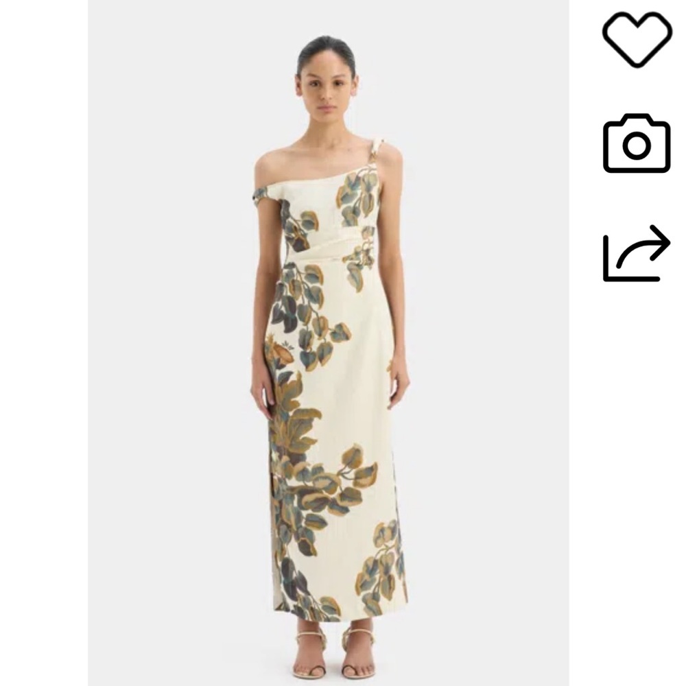 SIR the label One Shoulder Cream Floral Dress